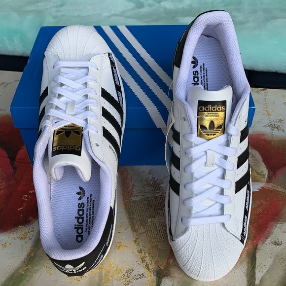 ADIDAS SUPERSTAR FTWWHT/CBLACK/GOLDMT MENS - Picture 12 of 16